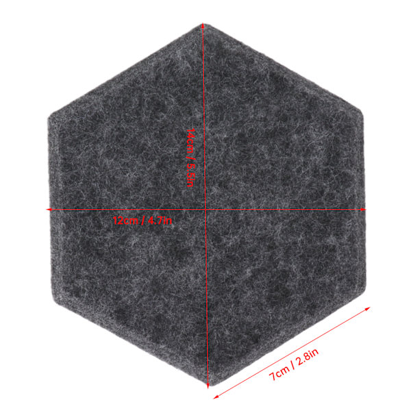 Hexagon Akustikpaneler 12 st, Mörkgrå, Ljudabsorberande, Hög Densitet, Väggpaneler, 14x12x7cm, Ljudisolerande, Fasade Kanter, för Hem, Kontor, Studio