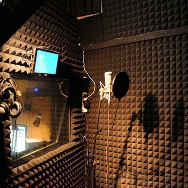 Studio Akustikbehandlingspaneler 12-pack Pyramid Ljudabsorberande Skumplattor för Hemmastudio, Teater, Musikrum, Kontorsljudisolering