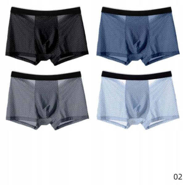 Men's Ice Silk 4 förpackningar Boxer Trosor Boxer Loose Pants A XL