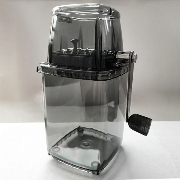 Bärbar Handvevad Iskrossare 1.25L Manuell Shaved Ice Chopper för Hem, Utomhuscamping, Transparent Svart