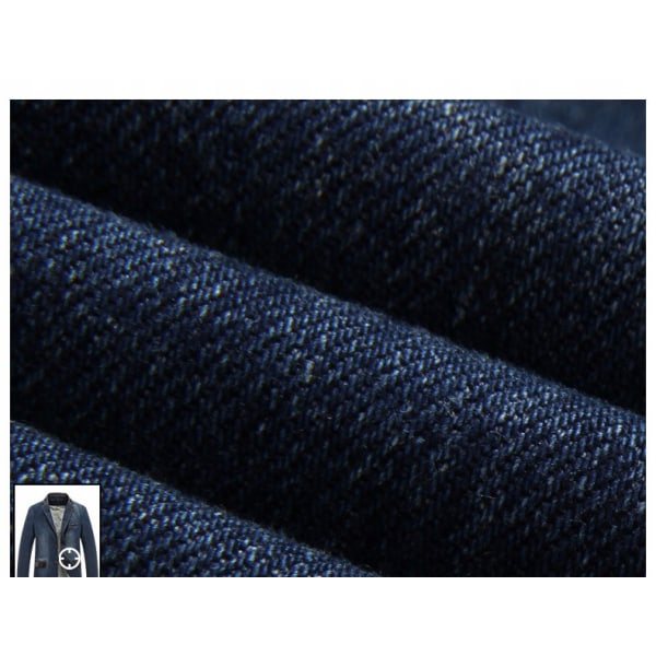 Herrjacka Jeansjacka Vår- och höstdräkt Blazer Jeans Patchwork Läder Slim Fit-jacka blue XXXXL