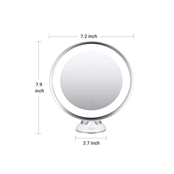 3X/5X/7X/10X förstoringsglas, sugkopp, LED sminkspegel, rund 360 graders roterande badrumsspegel