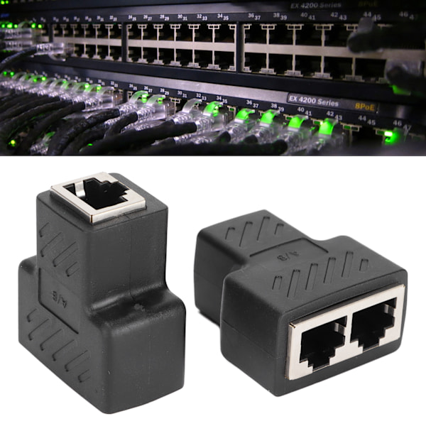 2-vägs RJ45 Ethernet-delare 1 till 2 vägar Ethernet-switch för router TV-box dator videokamera, 2-pack RJ45 Ethernet-förlängare