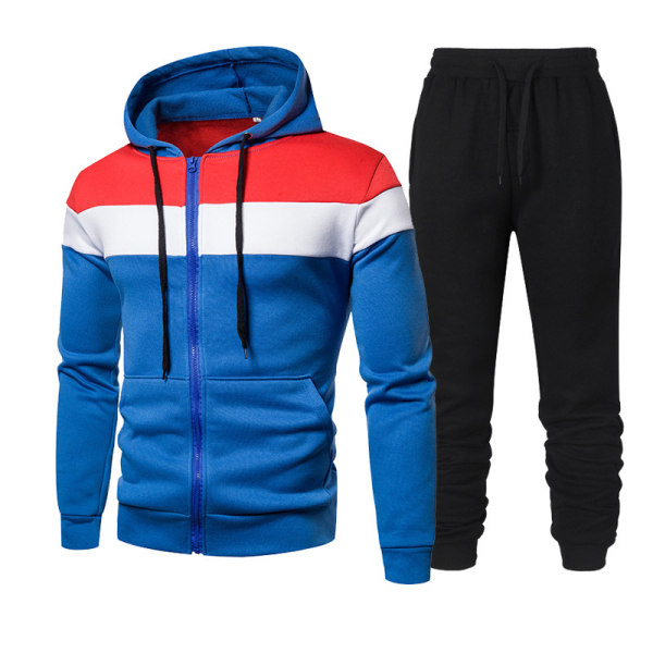 Herr Höst Casual Sportkläder Löpning Fitness Color Block Hooded Sweatshirt Långbyxa Kostym grey S