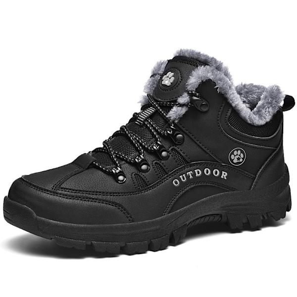 Herrskor för vinter utomhus, tjockt sammet, varma, halkfria, tjocka sulor, snöskor black 41