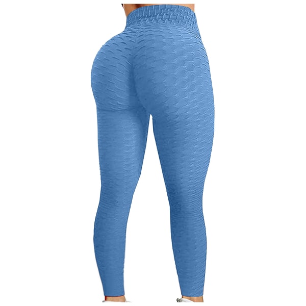 Push Up Leggings Sport Kvinnor Fitness Yogabyxor med hög midja Sky Blue M