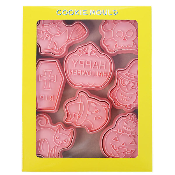Halloween Cartoon Cookieformar i Plast - Pumpa, Trollkarl, Frosting, Cookie Flipping, Bakverktyg