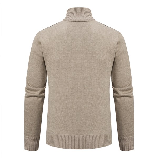 Vinterkofta herr ståkrage mode jacquard förtjockad varm casual tröja jacka grey L