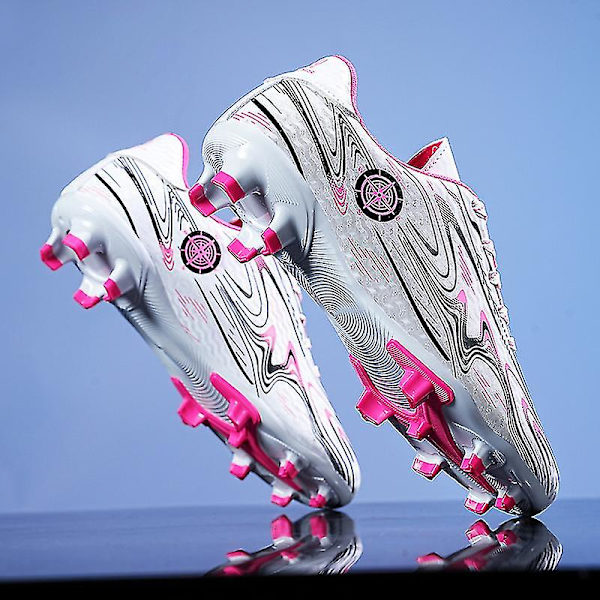 Fotbollsskor för pojkar och flickor, halkfria fotbollsskor med dubbar, grässkor, sneakers 2kr158 White Moon 44