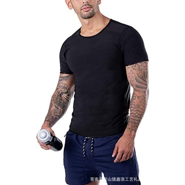 Herrundertröja Shaping Vest Sweat Shaping Underkläder Tights Fitness Sport T-shirt Kompression Kort ärm blue XL
