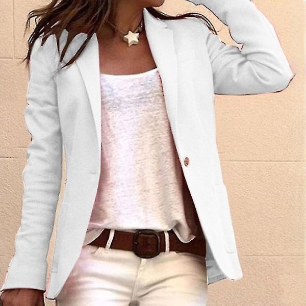 Kvinnor Formell långärmad kavajjacka Slim Fit Kostym Kappa Kontorsarbete Outwear_bebetter Khaki M