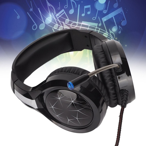PS5 PC Brusreducerande Stereo Gaming Headset med Mikrofon, LED-Ljus, Mjuka Öronkuddar, Över-Örat USB-Kablad Hörlurar för Upplevelserik Spelupplevelse