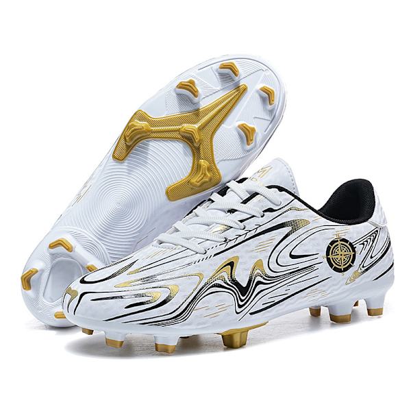 Fotbollsskor för pojkar och flickor, halkfria fotbollsskor med dubbar, grässkor, sneakers 2kr158 White Moon 32