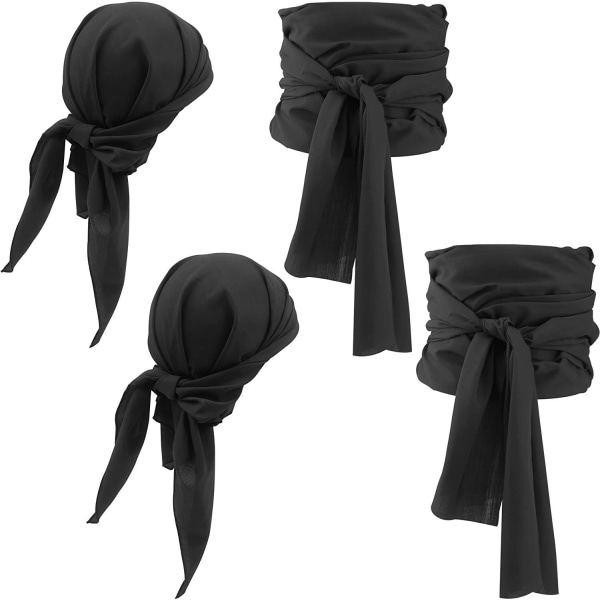 Halloween Piratdräkt Män Kvinnor Pirat Bandana Hatt Midjebälte Huvud Halsduk Renässans Tillbehör Cosplay Dark Blue