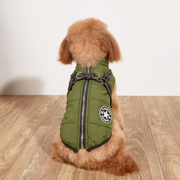 Stor Hundjacka med Selar Vinter Varm Hundkläder Vattentät Green M