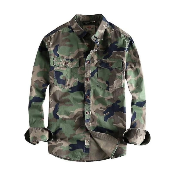 Herrskjorta Militär Camouflage Militär Uniform green l