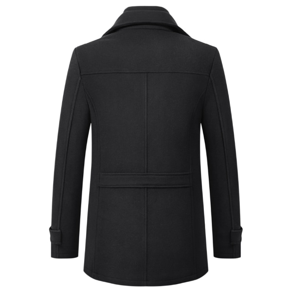 HERR Ullrock Höst och Vinter Dubbel Krage Ullrock Krage Tjock Ullrock Lång Jacka black 4xl