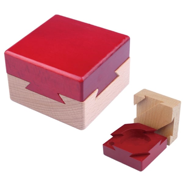Miniatyr 3D Träpusselbox Hjärnteaser Hemlig Fack Låda Leksak för Barn och Vuxna, Bärbar Hjärnpussel Utmaning
