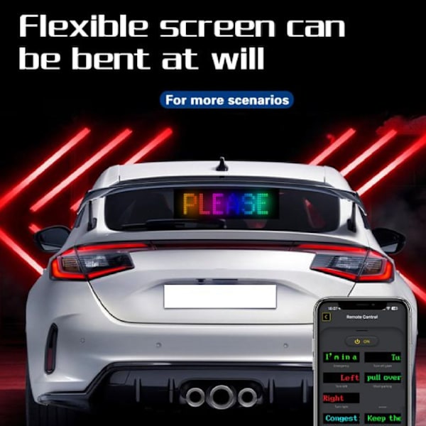 Professionell LED-skylt för bil 13,7x4,0 tum Vattentät Flexibel Programmerbar LED-matrispanel för bilfestdekorationer