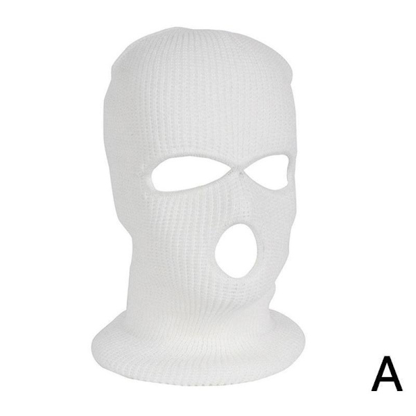 Varm Unisex Balaclava Mask med 3 Hål för Vinter White