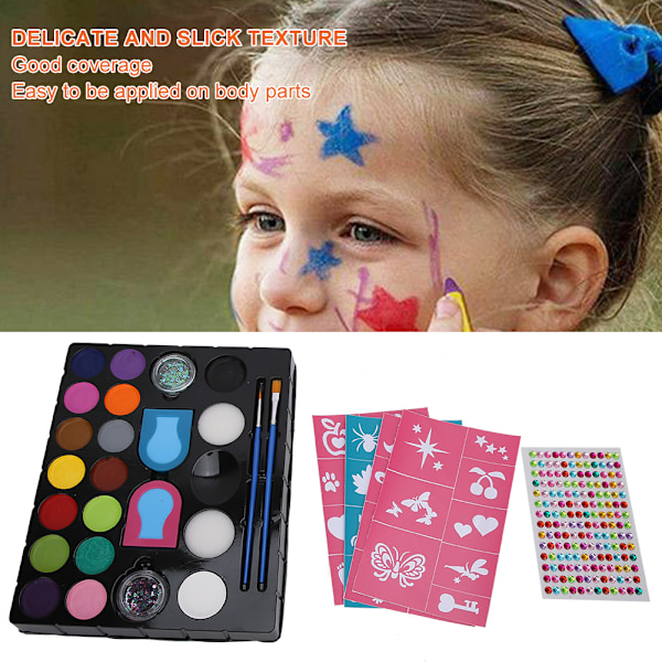 Ansiktsmålning Set för Barn, Glitterpulver och Kroppsmålning Pigment Kit för Barns DIY Kosmetik, Konst och Hantverk Verktygsset