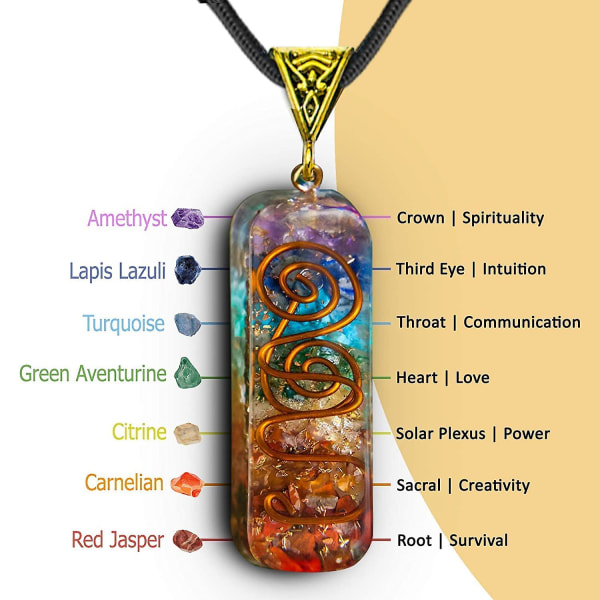 7 Chakra Halsband Handgjorda Healing Pendant Kristallhalsband Spirituellt Med Justerbar Sladd För Män Kvinnor Positiv Energi, Meditation, Chakra A