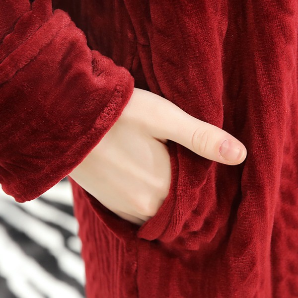 Huvmorgonrock för damer Badrock Varm Mjuk Dam Fleece Långa dräkter med dragkedja Brown-women L