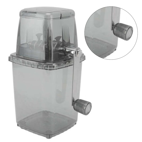 Bärbar Handvevad Iskrossare 1.25L Manuell Shaved Ice Chopper för Hem, Utomhuscamping, Transparent Svart