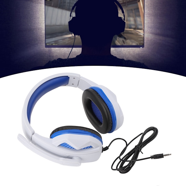 Spelheadset med stark bas & brusreducering, andningsbart trådbundet spelheadset med mikrofon för PS5, XBOX och PC