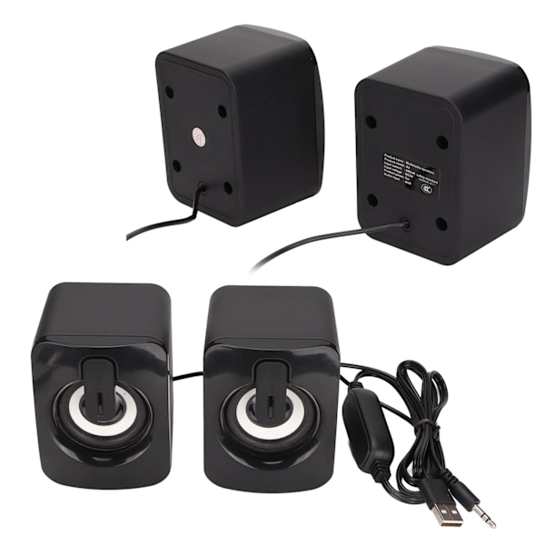 Mini Stereo Datorhögtalare USB-driven Trådbunden Liten Klar Basljud för Desktop PC Laptop