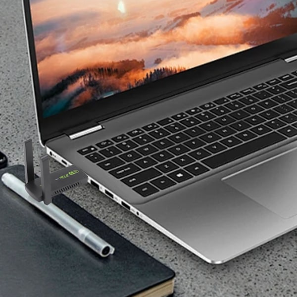Trådlös WiFi-adapter för PC 1300 Mbps Dubbla 5dBi-antenner 5G 2.4G WiFi MU MIMO Dongle för Windows 7 8 10 11, Snabb och Stabil Anslutning