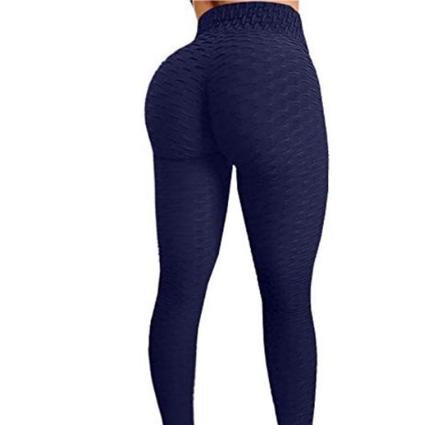 Push Up Leggings Sport Kvinnor Fitness Yogabyxor med hög midja Navy Blue L