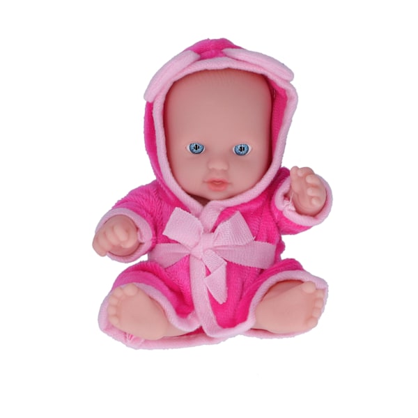 Nyfödd Reborn Babydocka 8 tum Realistisk Mjuk Kropp Simulering med Ros Röd Klänning, Mysig och Realistisk för Rollspel och Presentgivning