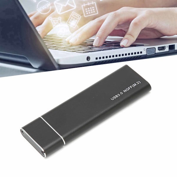 Portabel M.2 NGFF till USB3.0 SSD-hölje 5 Gbps höghastighets extern hårddiskfodral för Windows & OS X, svart
