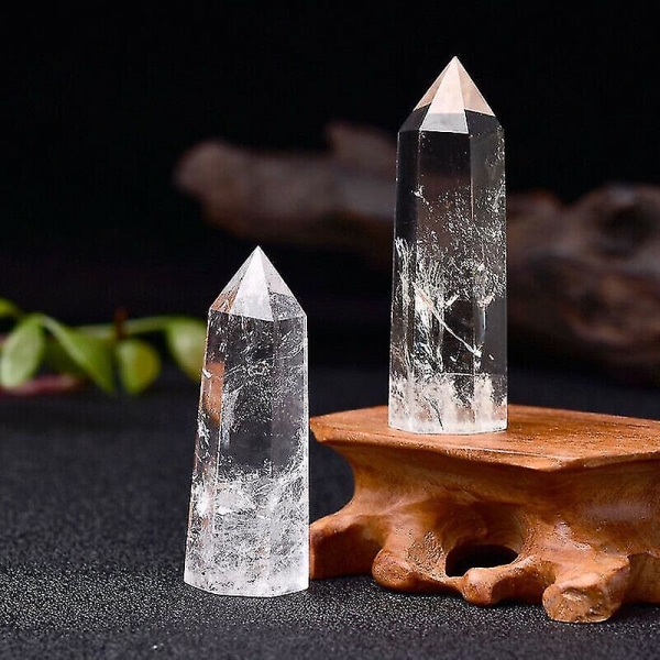 40-80 mm stor genomskinlig naturlig kvarts Crystal Point Wand Exemplar Reiki sten presenter