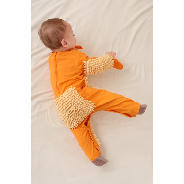 Baby baby krypkläder barnkläder i ett stycke dragkedja anti-smuts höst och vinter YELLOW 90cm