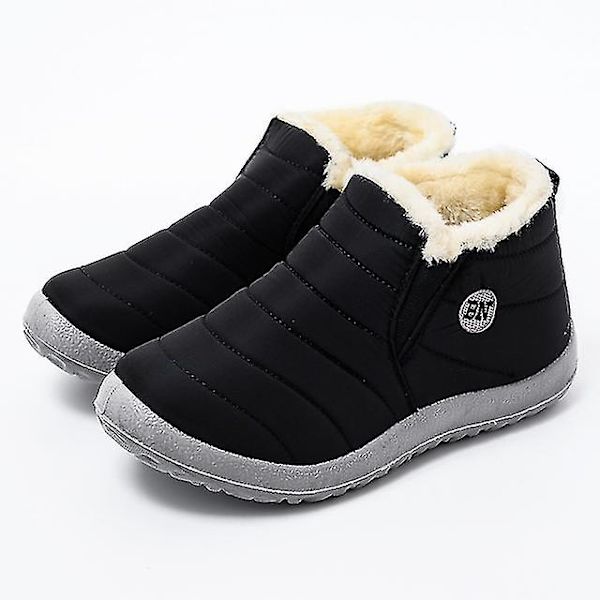 Herrskor Vinterstövlar Lätta Snöskor Vattentäta Vinterskor Plus Storlek 47 Slip-On Unisex Ankelvinterstövlar Black 43