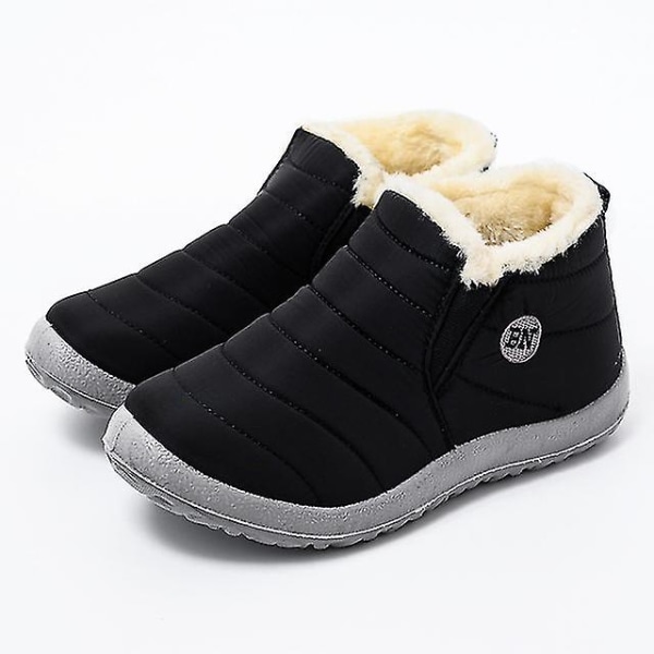 Herrskor Vinterstövlar Lätta Snöskor Vattentäta Vinterskor Plus Storlek 47 Slip-On Unisex Ankelvinterstövlar Black 46