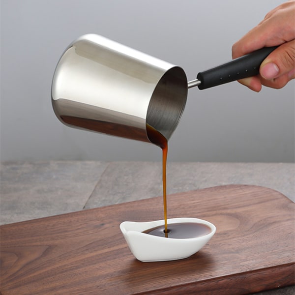 Smör- och kaffevärmare i rostfritt stål, turkisk kaffekanna, minismörsmältning och mjölkkanna Wi