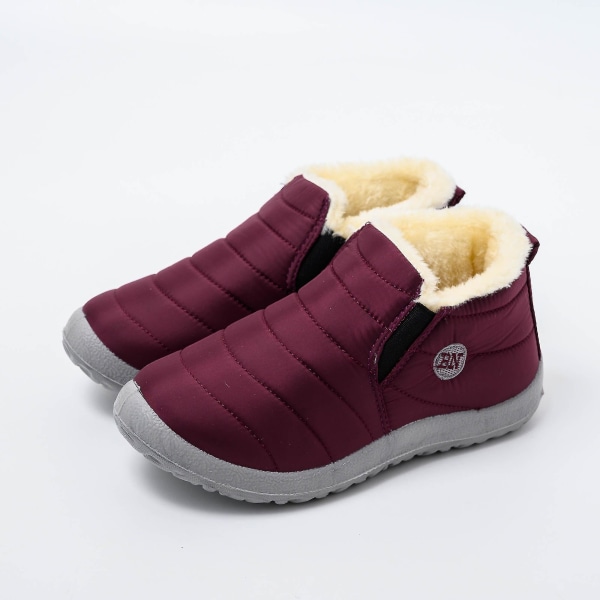 Herrskor Vinterstövlar Lätta Snöskor Vattentäta Vinterskor Plus Storlek 47 Slip-On Unisex Ankelvinterstövlar Purple Red 42