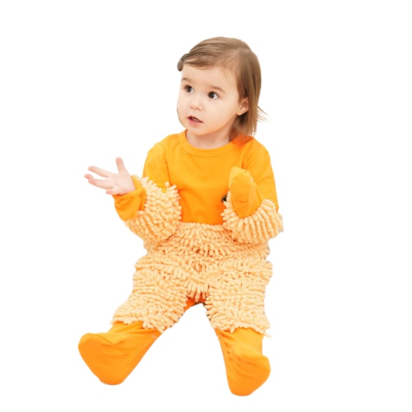 Baby baby krypkläder barnkläder i ett stycke dragkedja anti-smuts höst och vinter YELLOW 100cm