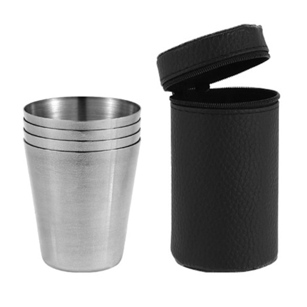 Portabla Rostfria Utomhus Koppar Stapelbara Metalldricksglas med Resväska för Camping Vandring Äventyr