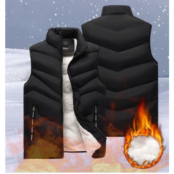 Vinter mäns kläder i stor storlek Ull Mjuk väst Jackor ärmlös kappa Plus storlek manlig varm väst fleeceväst män black 2XL