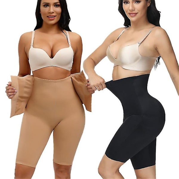Kroppsshaper för Kvinnor Magkontroll Hög Midja Shapewear Shorts Butt Lifter Lår Slank Midjetränare Shorts black L