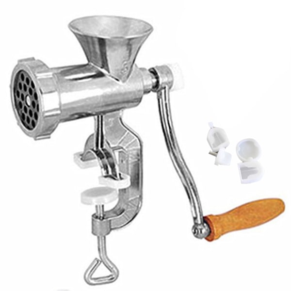 Manuell Köttkvarn med Handvev - Kök Maskin i Aluminiumlegering för Kött & Grönsaksmalning, Effektiv & Enkel att Använda