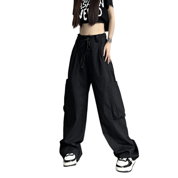 Dam Baggy Cargo Byxor Vandring Cargo Byxor Joggare Fickor Jogger Y2K Byxor Going Out Byxor black 2XL