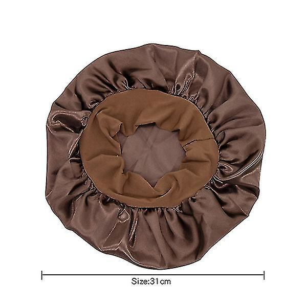 2-pack Justerbar Solid Satin Bonnet Hårstilningshatt Långt Hårvård Kvinnor Natt Sovhatt Siden Huvudomslag Duschhatt Hårstilningsverktyg navy