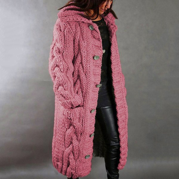 Damer Casual Enkel kofta tröja Jacka Mode Trend Tröja Stickat Utsökt cardigan tröja pink1 XXL
