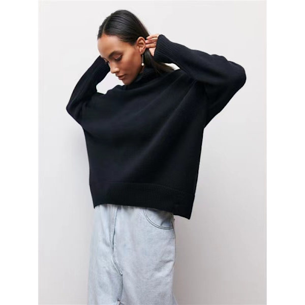 Damtröja med Mockhals, Lös Passform, Randig, Casual, Höst & Vinter, Pendlar grey M
