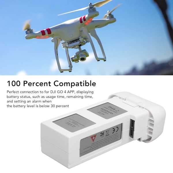 DJI Phantom 2 Series 11.1V 6000mAh Intelligent Flight Battery Ersättning, Högkapacitetsbatteri för DJI-drönare, Lång Flygtid, Säker och Pålitlig